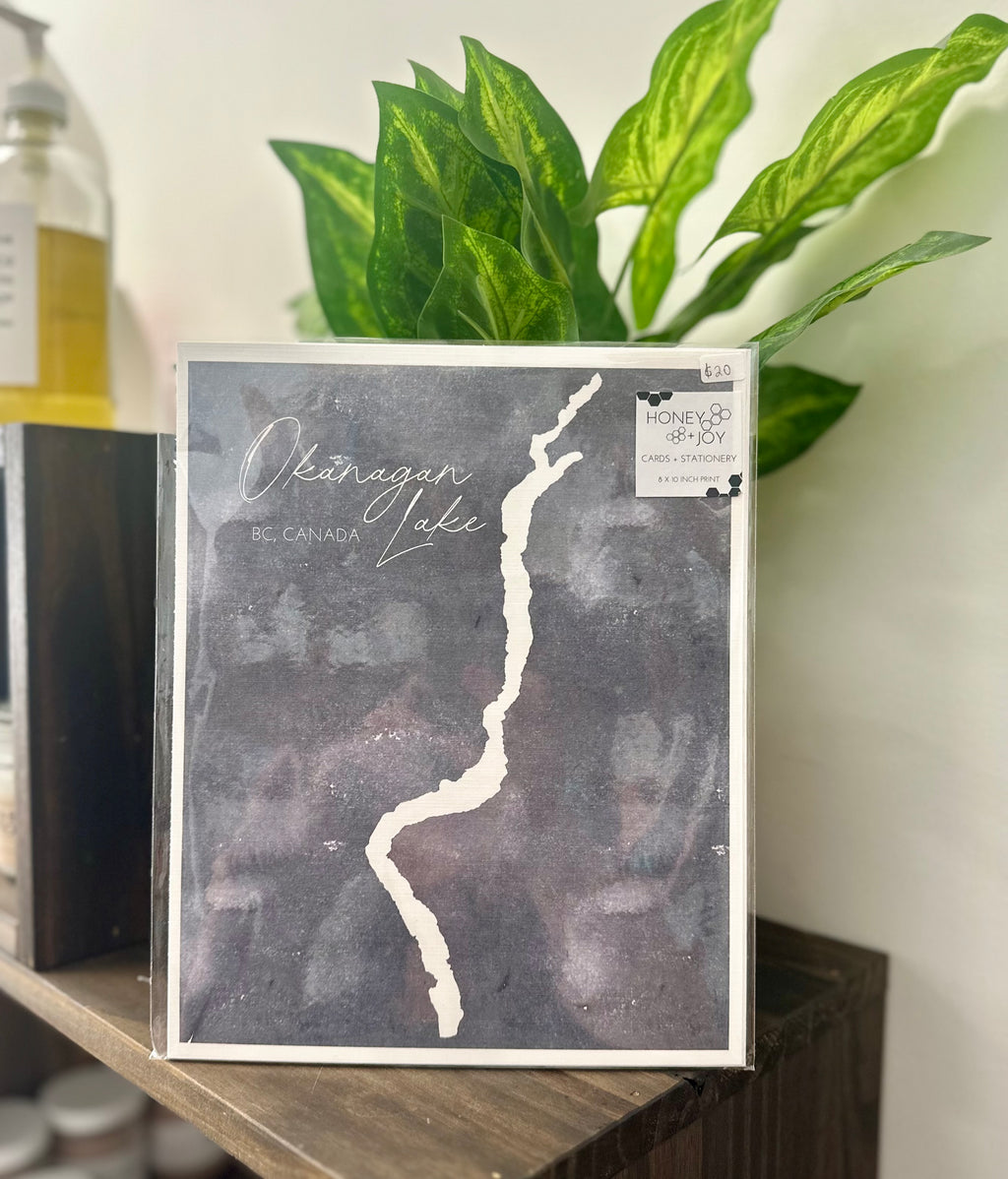 Honey and Joy Co- Hand Drawn Wall Print of Lake Okanagan