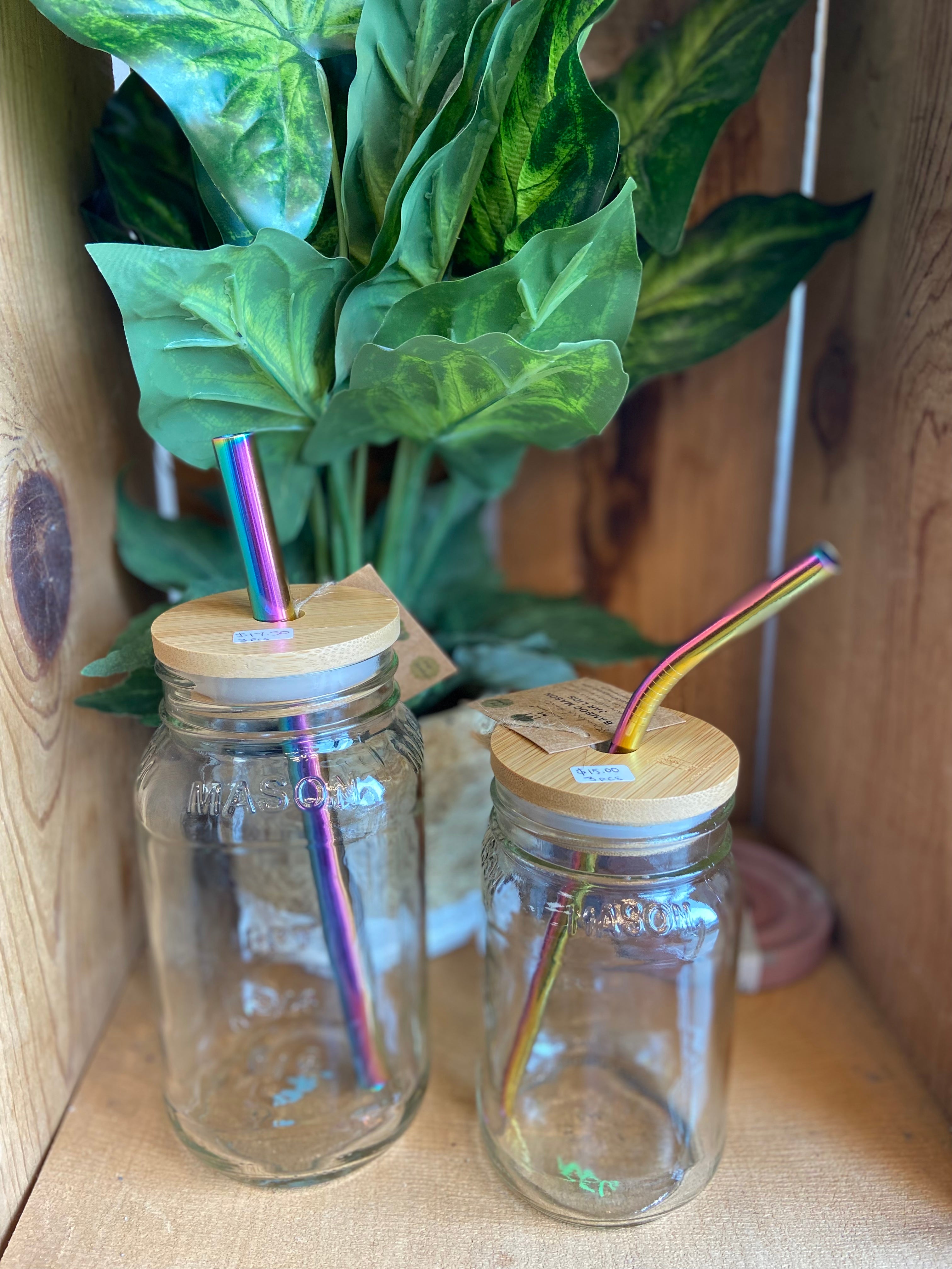 Mason Jar + Lid + Straw