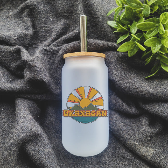 Republic West Beer Can Shaped Glass with Bamboo Lid & Metal Straw